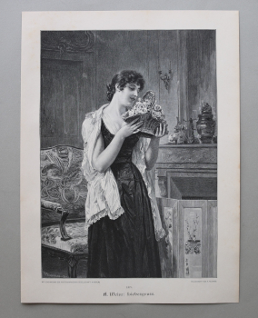 Wood Engraving A Weisz 1885-1890 Lovely greetings